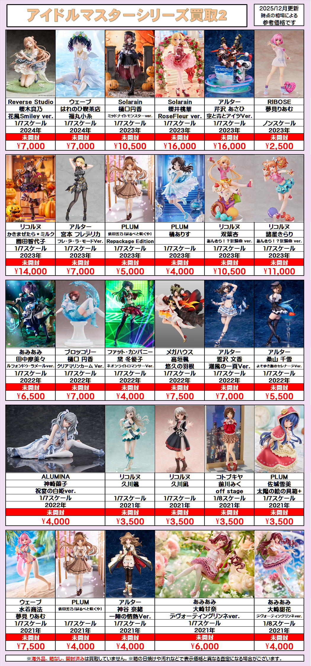 アイドルマスターシリーズフィギュア買取